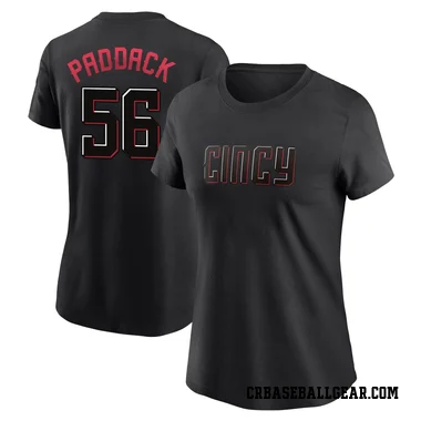 Black Women's Chris Paddack Cincinnati Reds 2023 City Connect T-Shirt