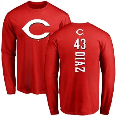 Red Men's Alexis Diaz Cincinnati Reds Backer Long Sleeve T-Shirt -